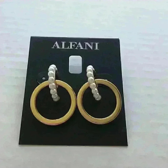 Alfani new Pearl Double Hoop Drop Earrings - Picture 8 of 8